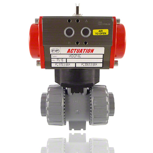 PVC C 2/2-Wege-Kugelhahn, pneumatische Ausf&uuml;hrung