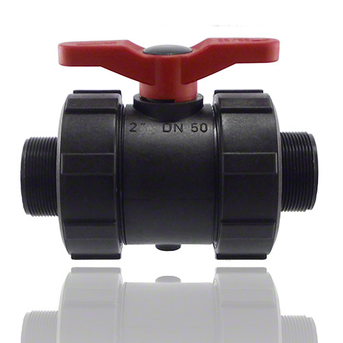 2-Wege-Kugelhahn PPGF, Au&szlig;engewinde, EPDM&nbsp; = roter Hebel