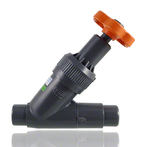 PVC-U Schr&auml;gsitzabsperrventil, Klebestutzen, EPDM