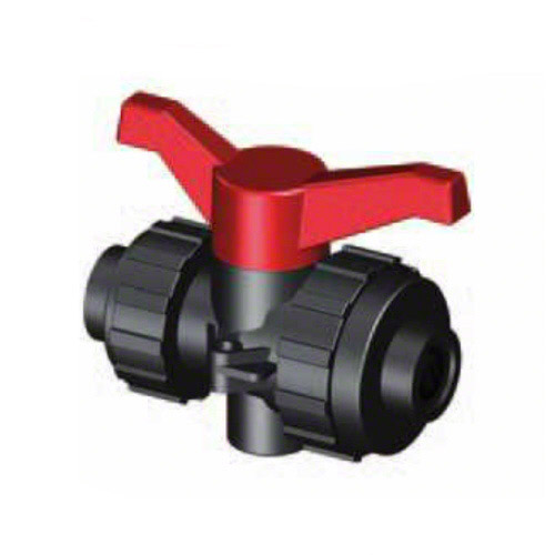 3-Wege-Kugelhahn PPGF,&nbsp; Innengewinde , EPDM = roter Hebel